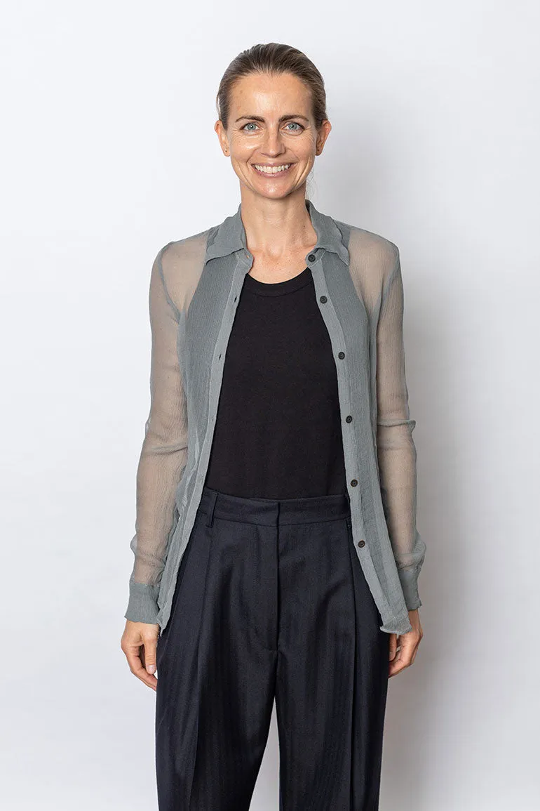 Sheer Washed Silk Shirt - Light Grey