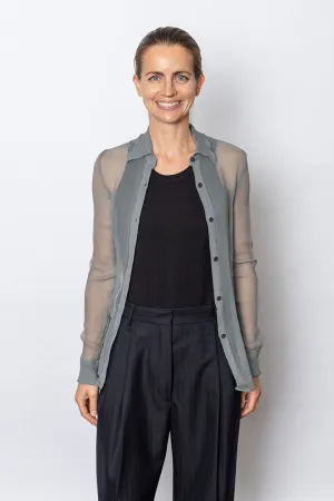 Sheer Washed Silk Shirt - Light Grey