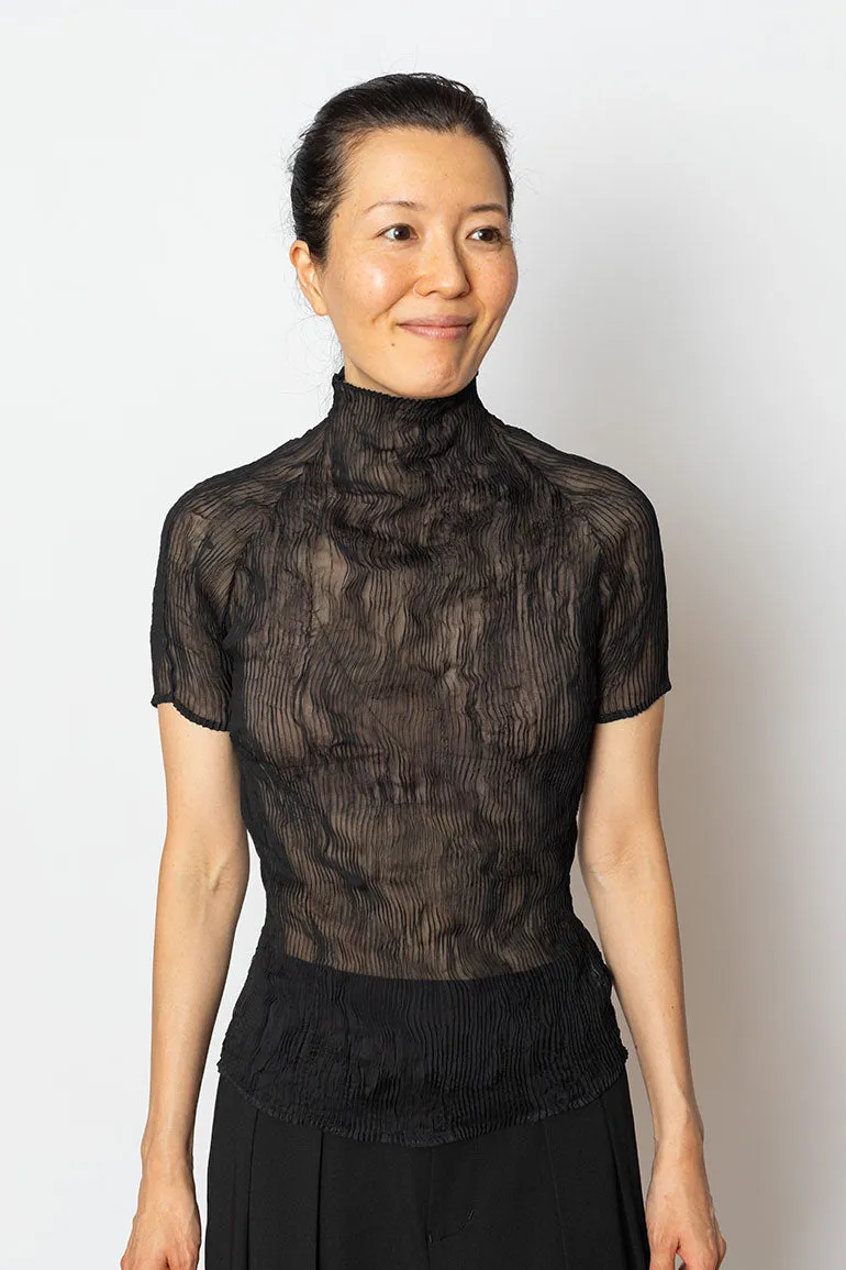 Short Sleeve Chiffon Twist - Black