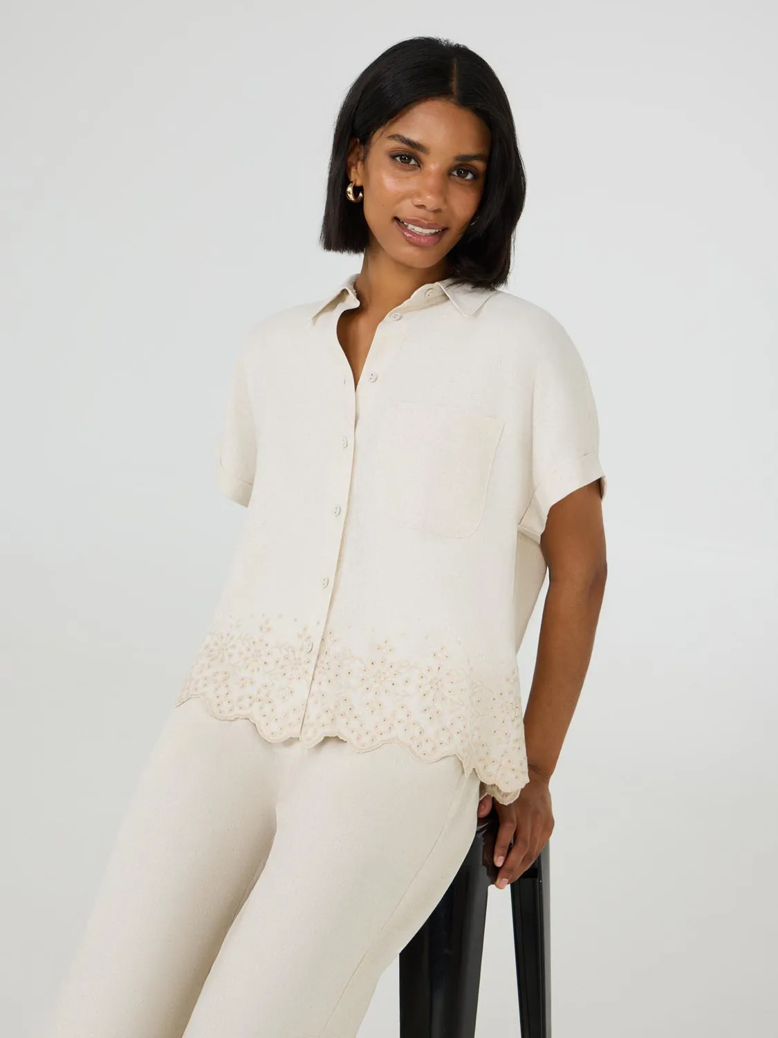 Short Sleeve Linen Blouse