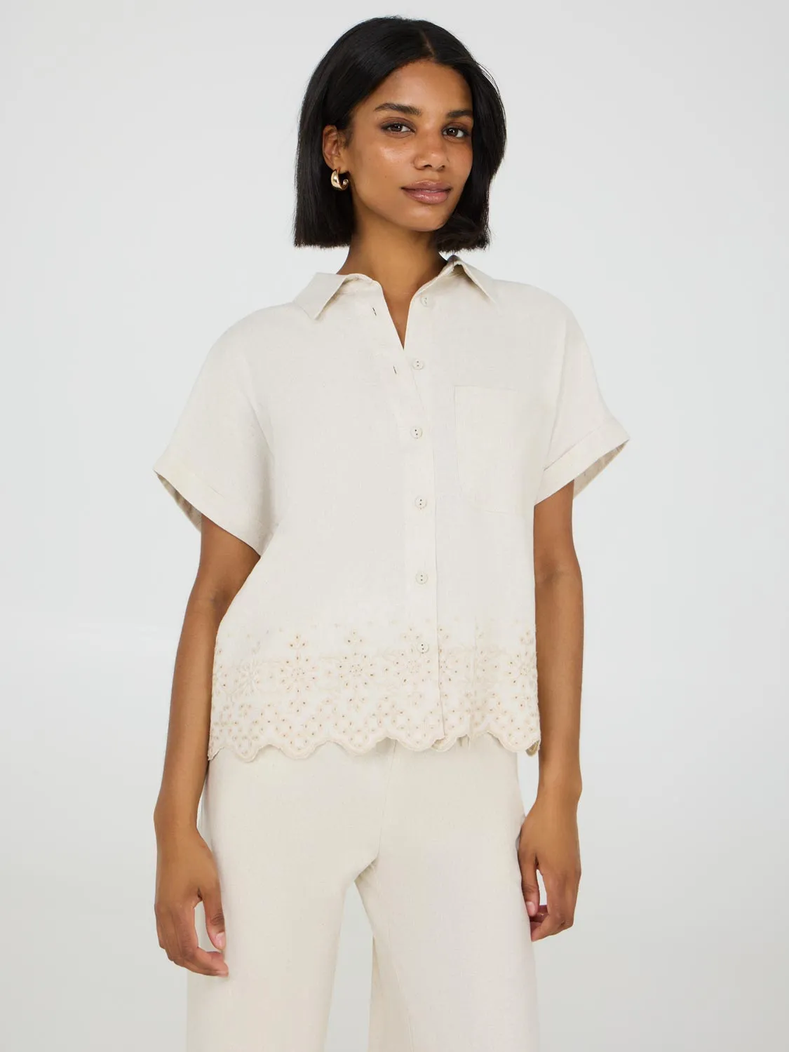 Short Sleeve Linen Blouse