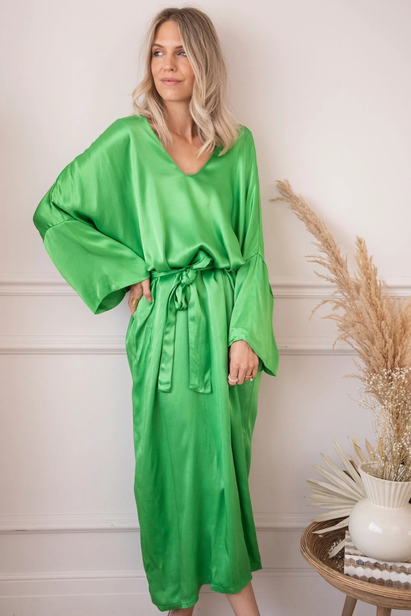 Silky Moments Green - Maxi Jurk