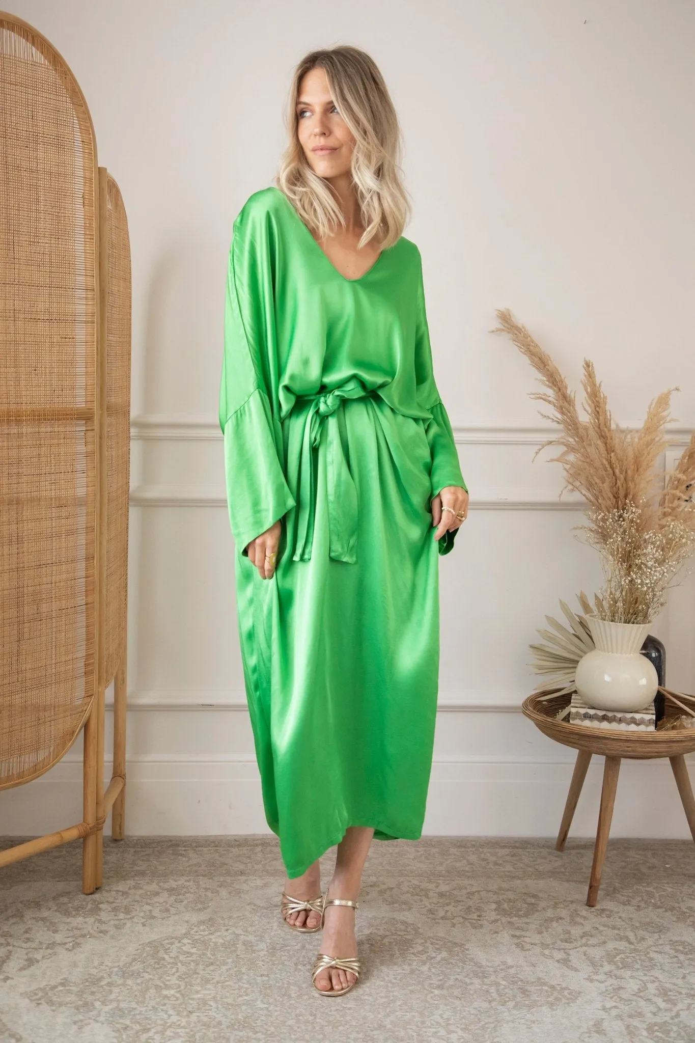 Silky Moments Green - Maxi Jurk