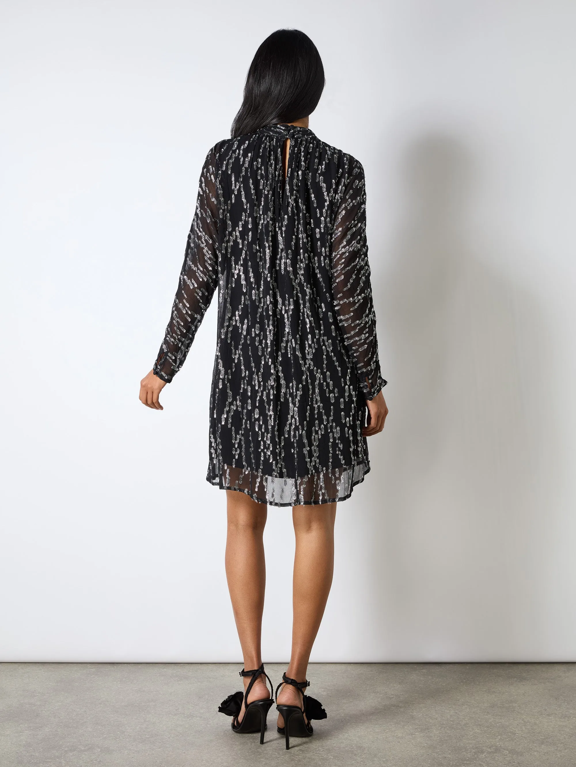 Silver Foil Keyhole Mini Dress