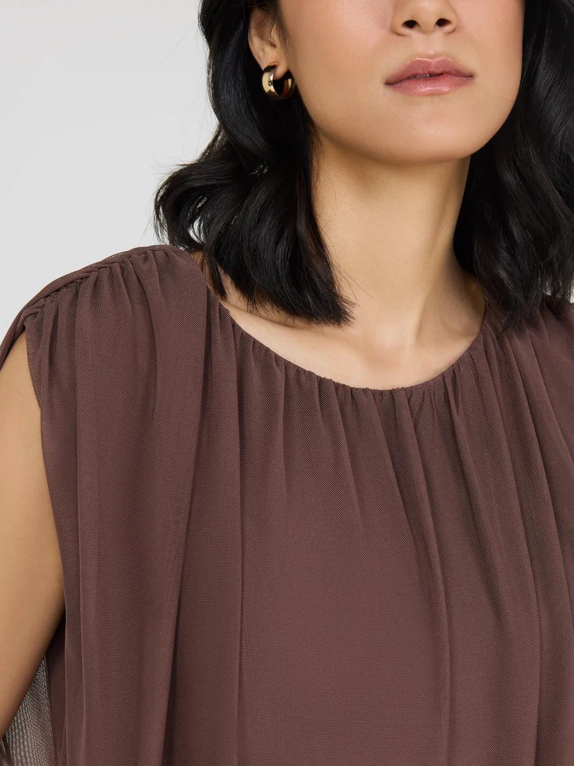Sleeveless Bubble Hem Top