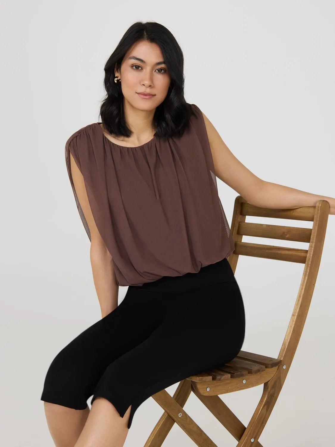Sleeveless Bubble Hem Top