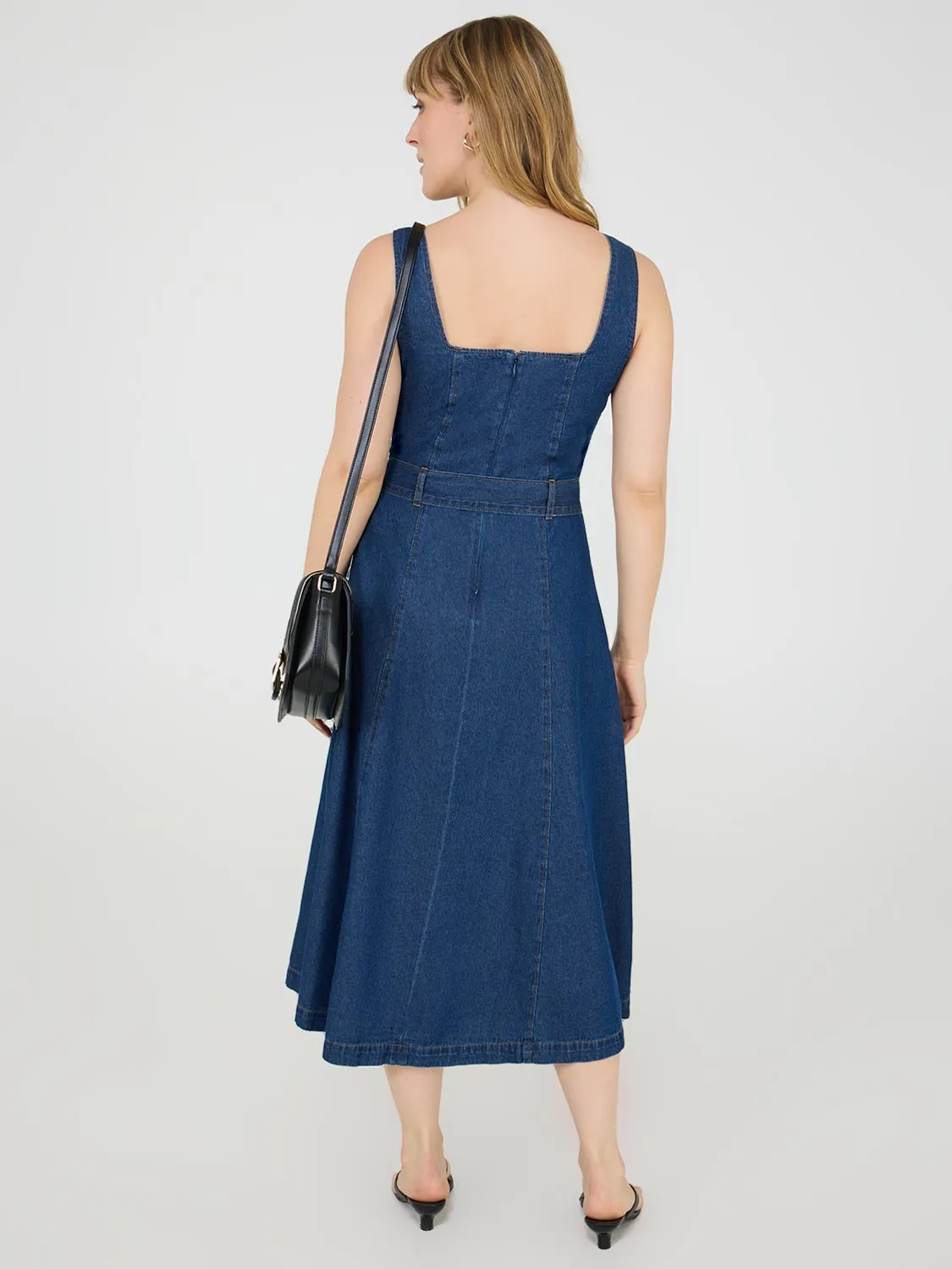 Sleeveless Denim Midi Dress