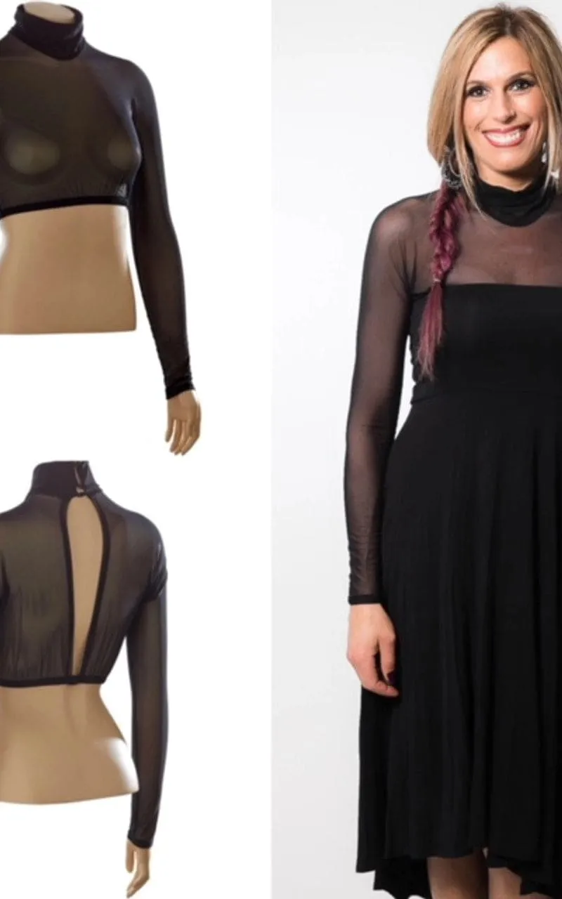 Sleevey Wonders - High Neck Black Mesh Long Sleevey