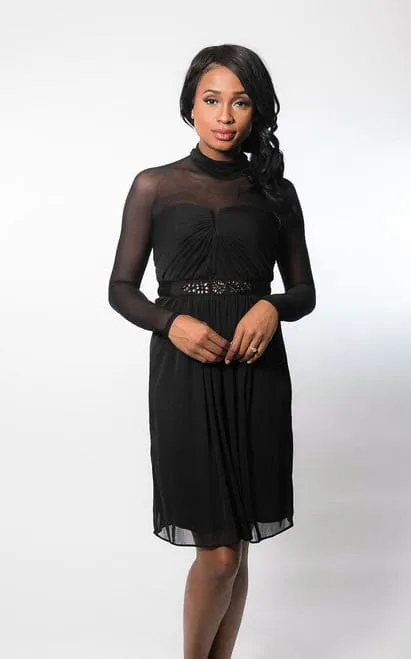 Sleevey Wonders - High Neck Black Mesh Long Sleevey