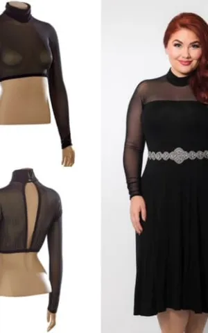 Sleevey Wonders - High Neck Black Mesh Long Sleevey