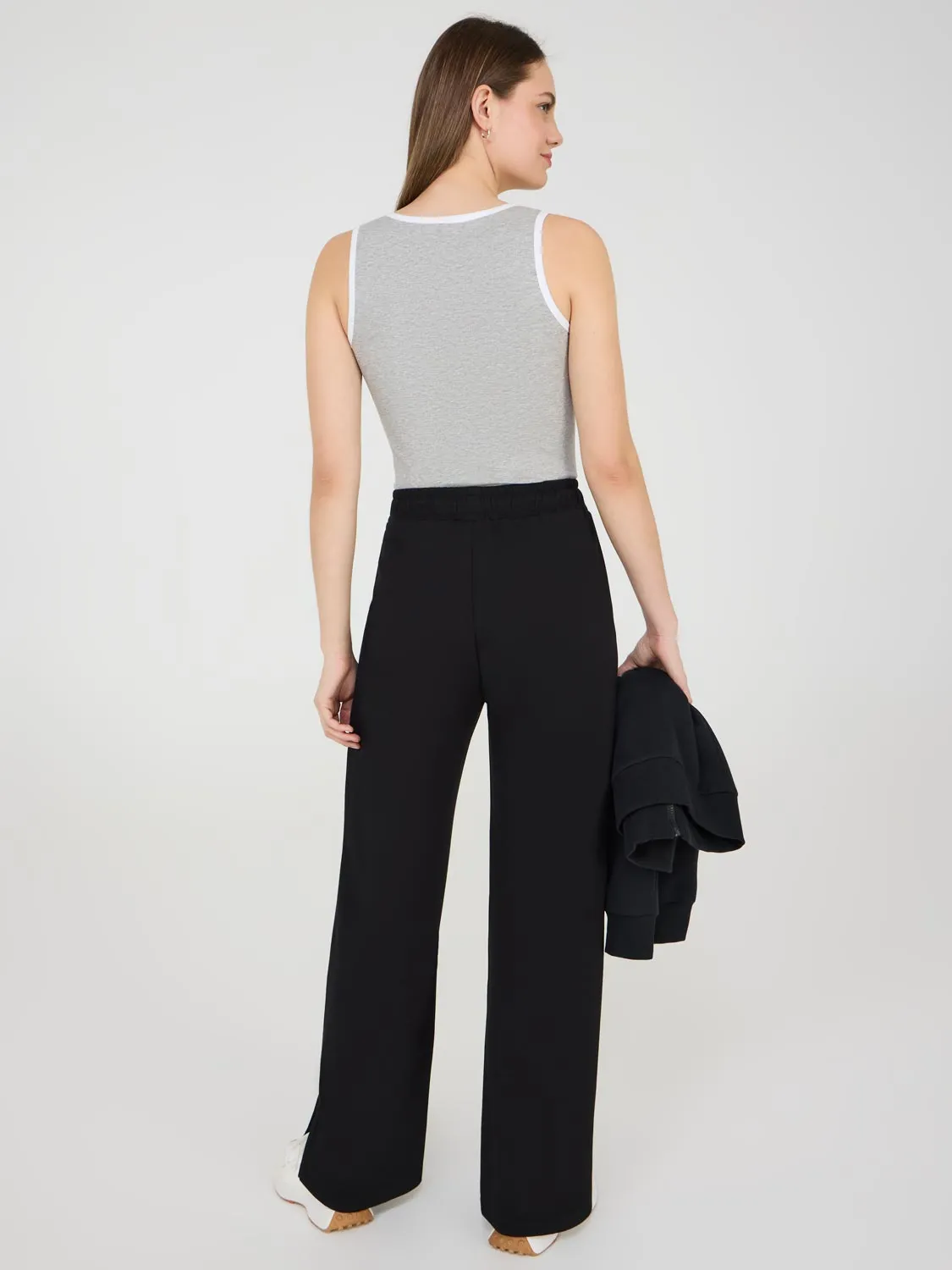 Slit Hem Wide-Leg Pants