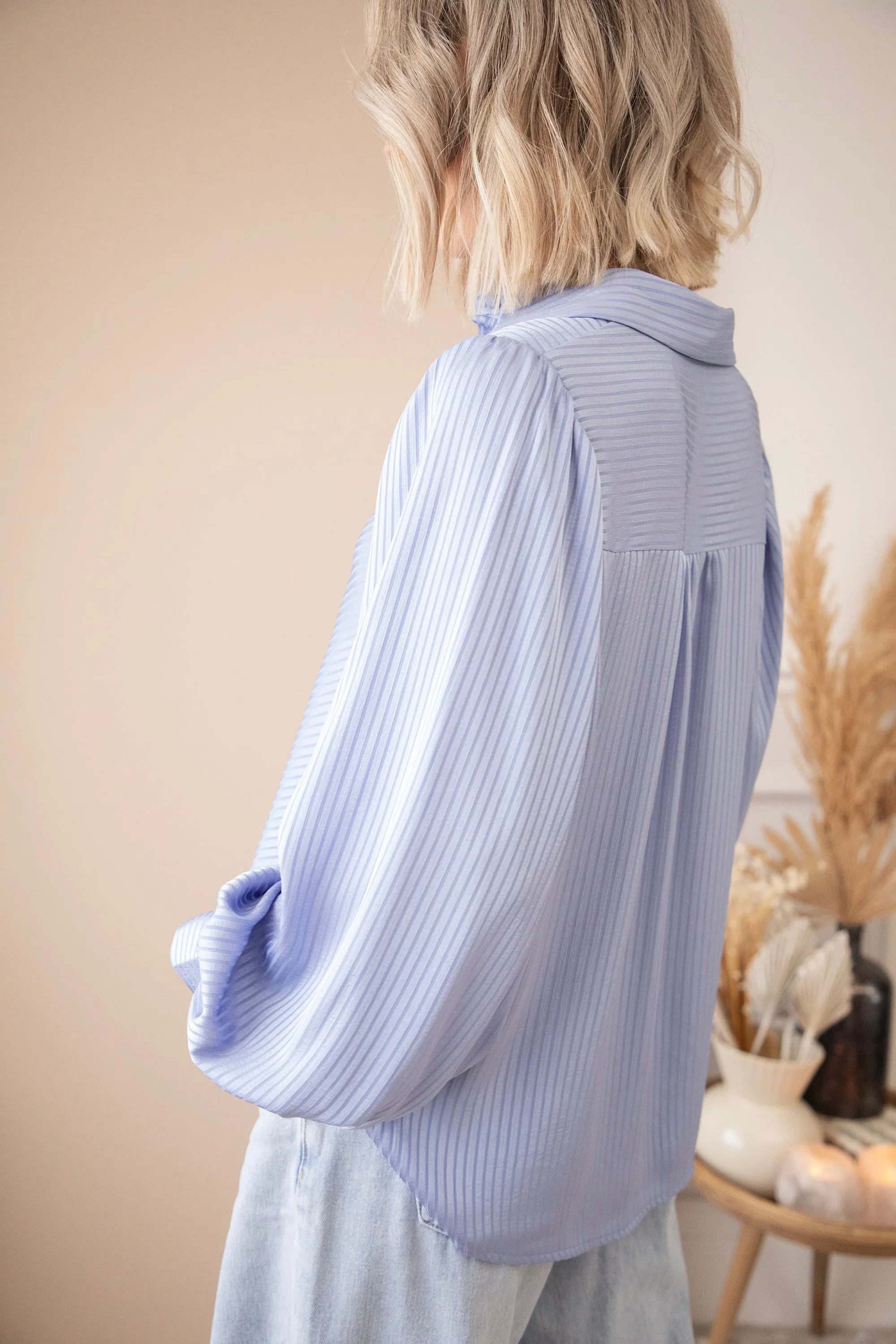 Sophisticated Stripes Dusty Blue - Blouse