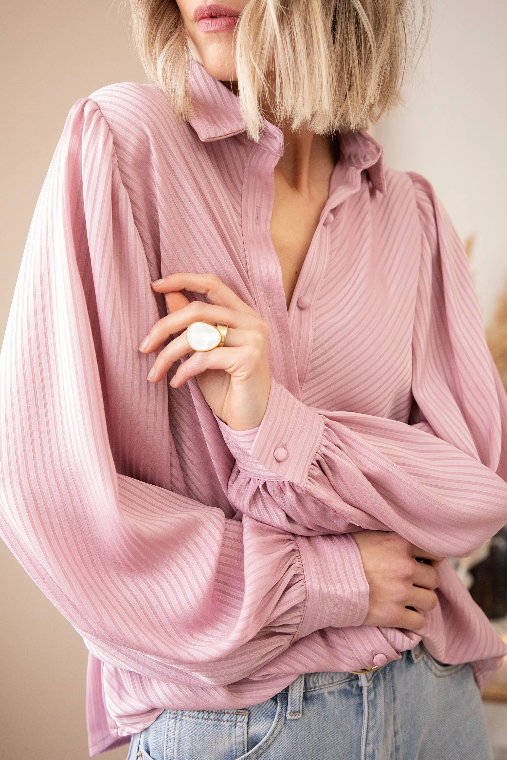 Sophisticated Stripes Old Pink - Blouse