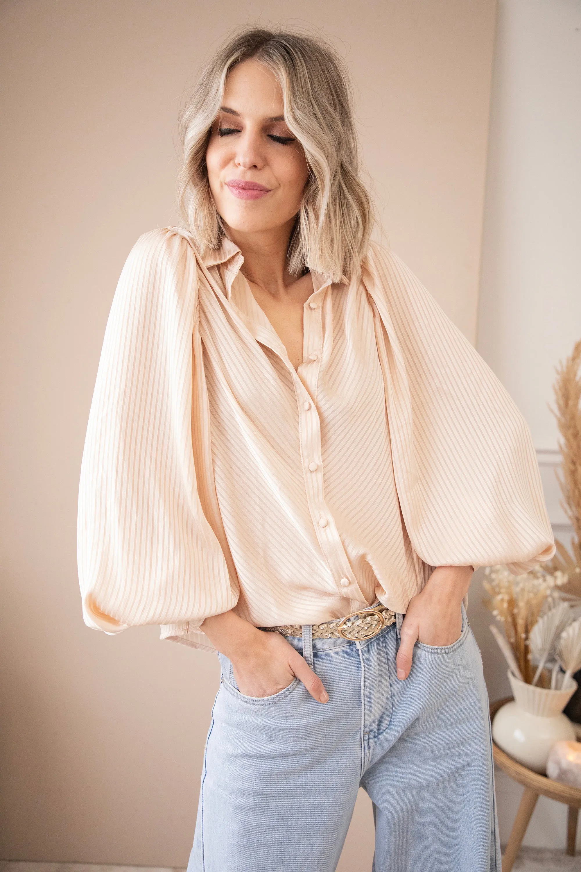 Sophisticated Stripes Warm Beige - Blouse