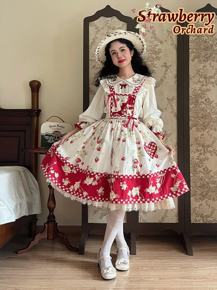 Strawberry Embroidery Long Sleeve Blouse