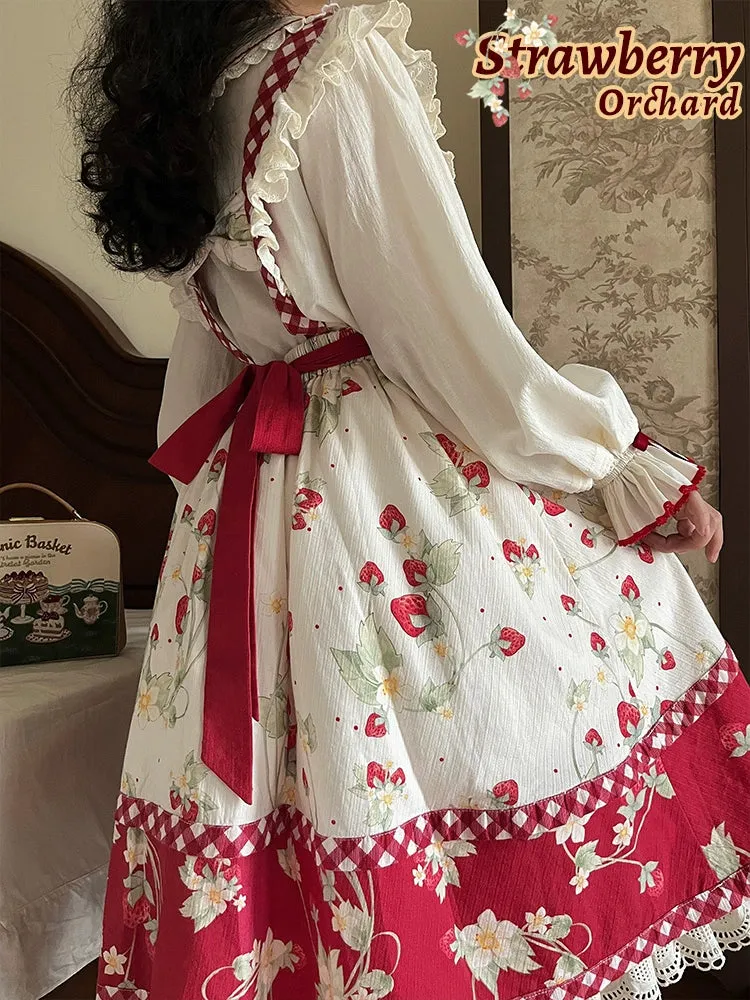 Strawberry Embroidery Long Sleeve Blouse