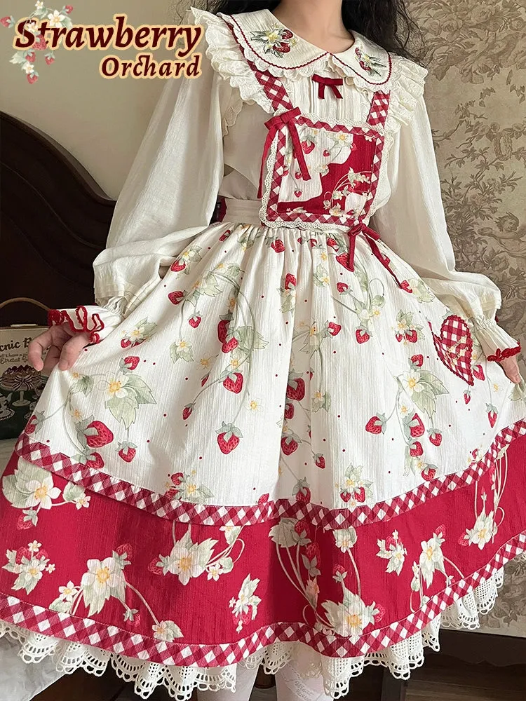 Strawberry Embroidery Long Sleeve Blouse