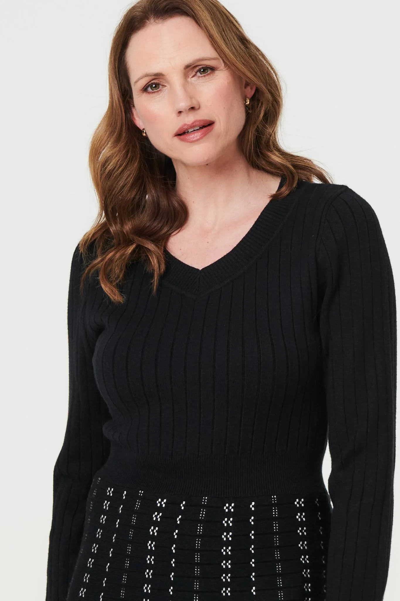 Striped Long Sleeve Midi Knit Dress