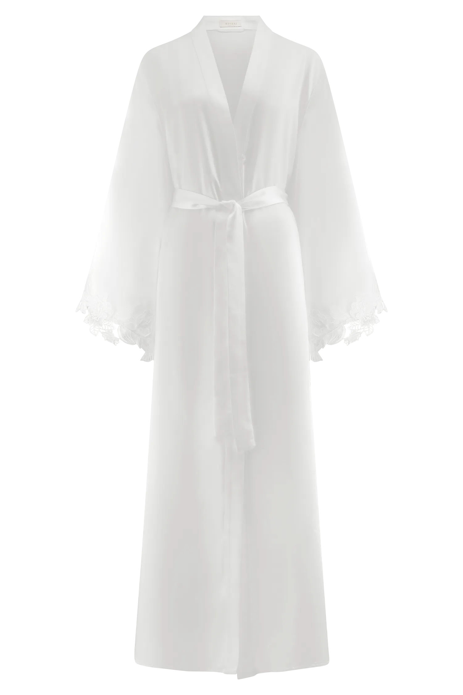 Sullivan Satin Bridal Robe With Lace - Ivory
