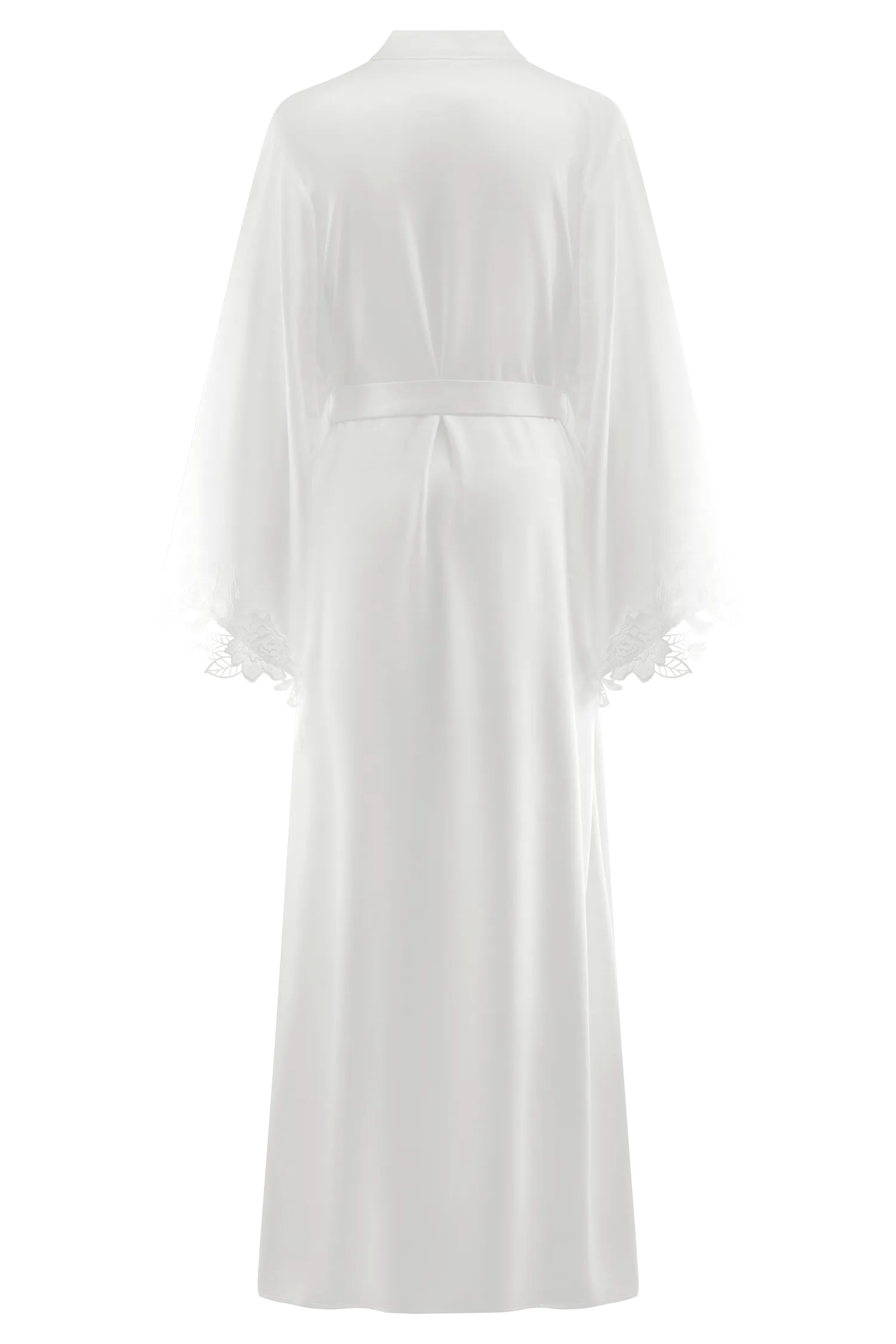 Sullivan Satin Bridal Robe With Lace - Ivory