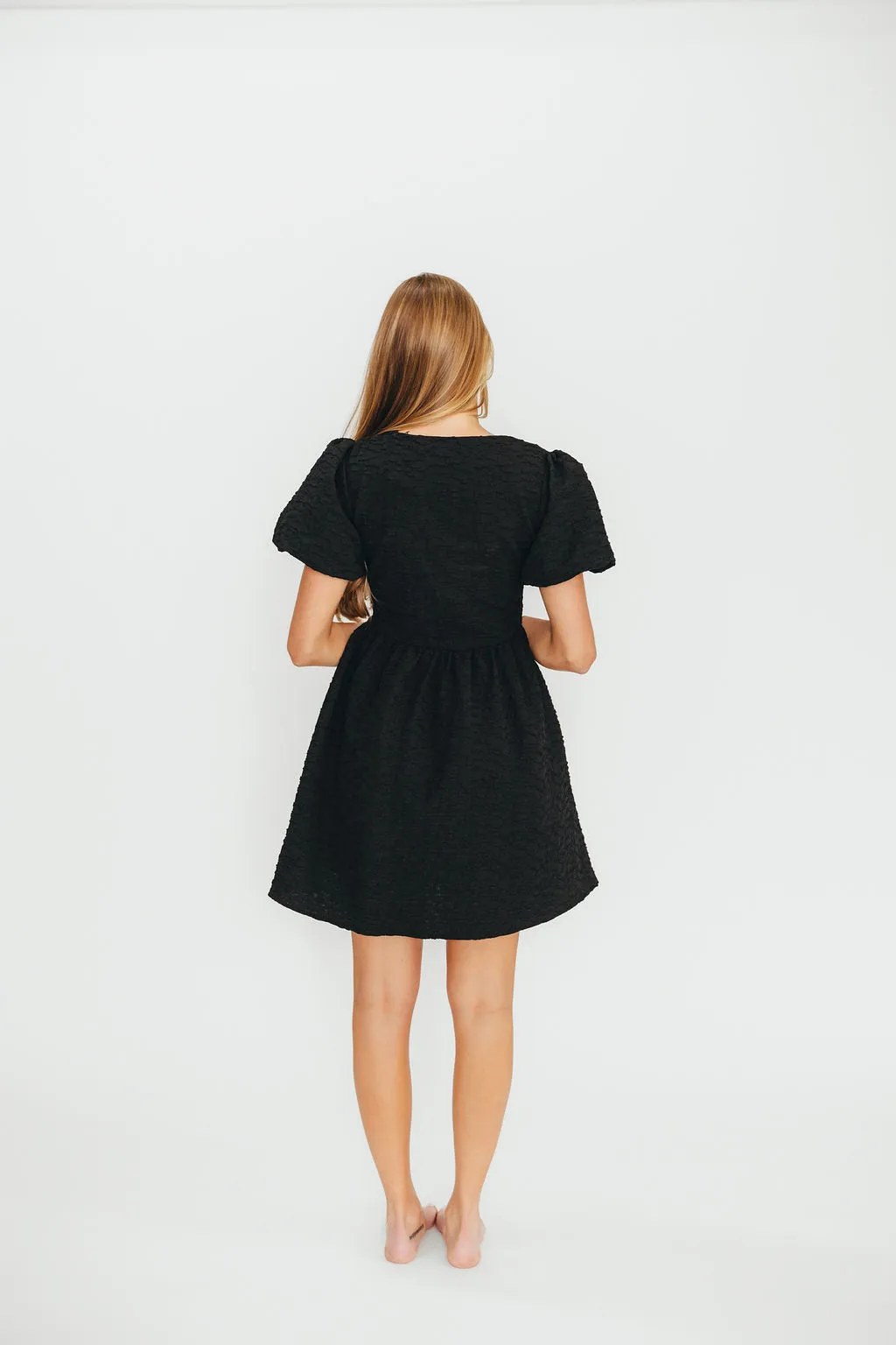 Summer Bow Tie Front Mini Dress In Black