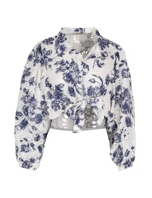 Summer Days Top, Navy Print