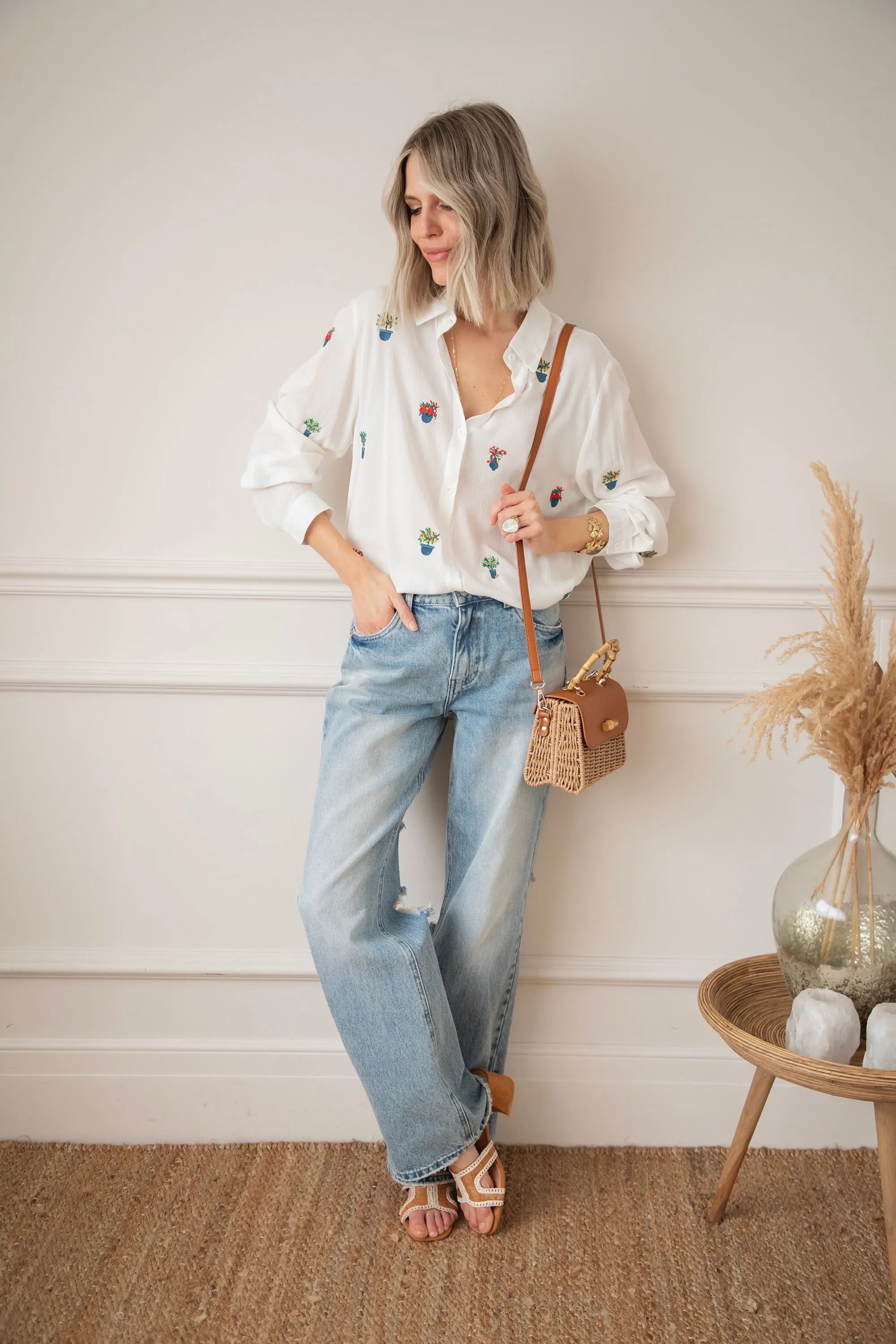 Surrounded By Plants White - Blouse