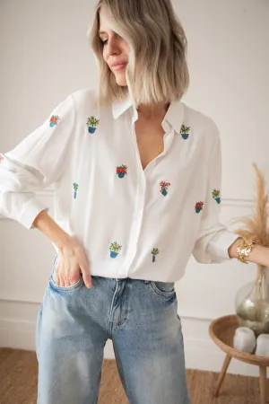 Surrounded By Plants White - Blouse