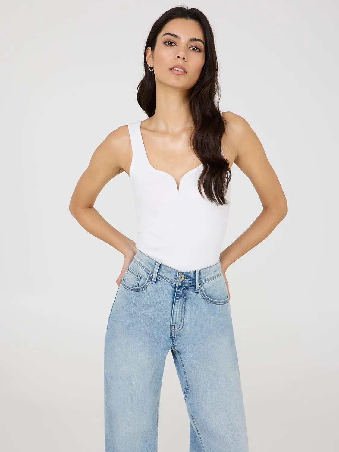 Sweetheart Neckline Ribbed Tank Top