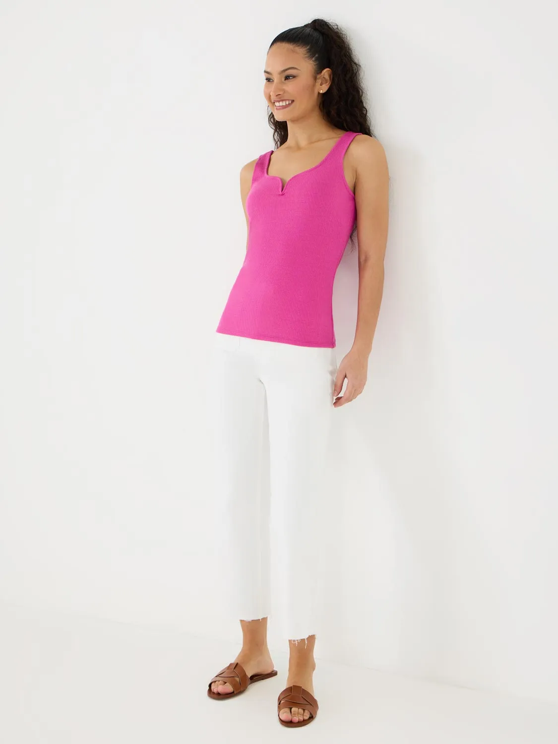 Sweetheart Neckline Ribbed Tank Top