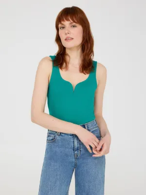 Sweetheart Neckline Ribbed Tank Top