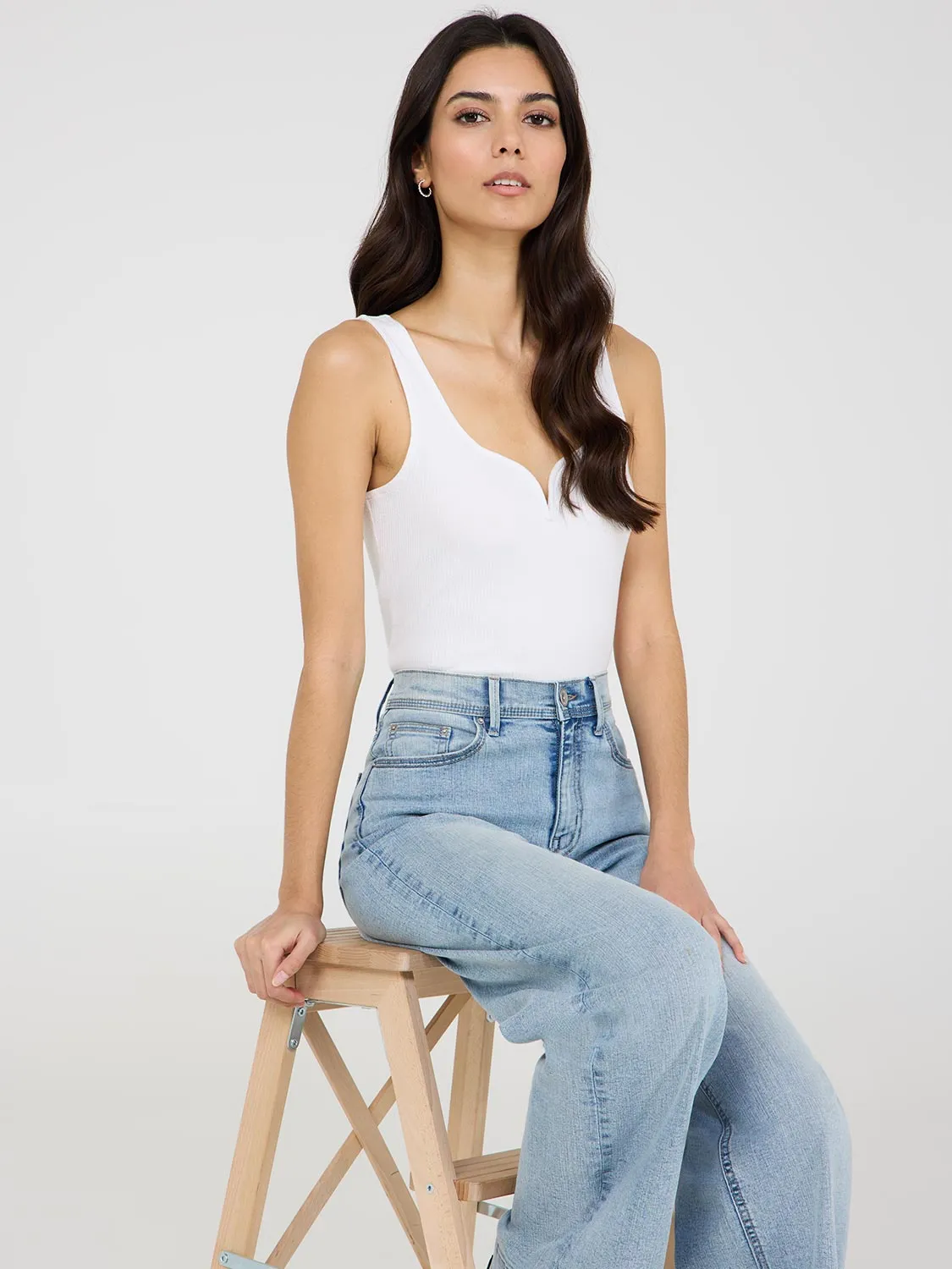 Sweetheart Neckline Ribbed Tank Top