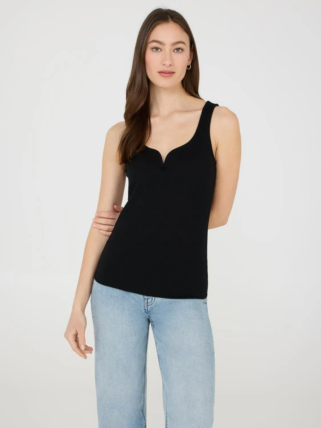 Sweetheart Neckline Ribbed Tank Top