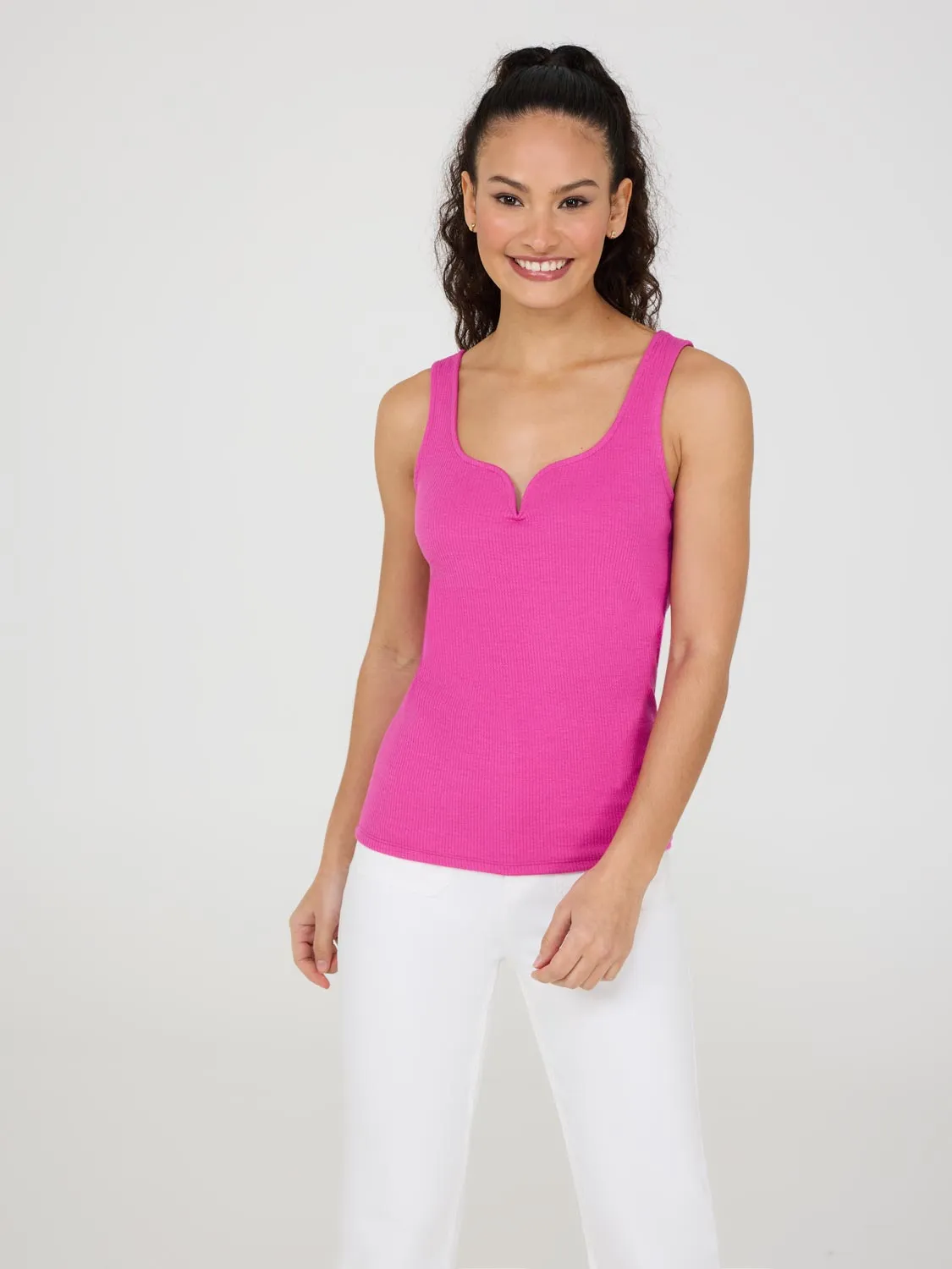 Sweetheart Neckline Ribbed Tank Top