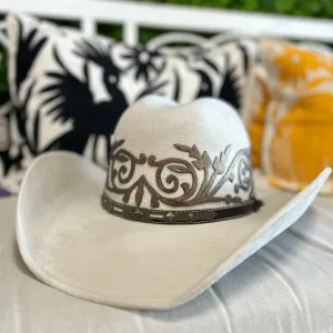 Tamaulipeca Western Suede Hat - Bolona Style Leather Detail