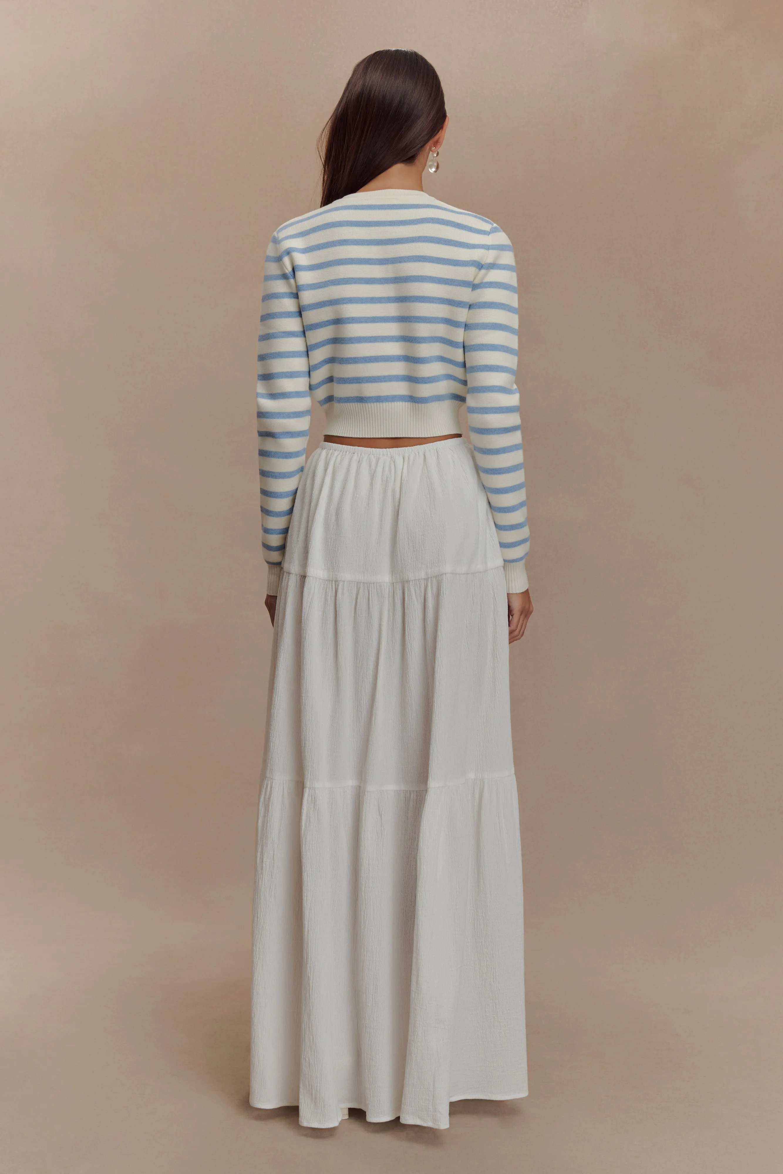 Tanner Striped Knit Cardigan - Light Blue/White
