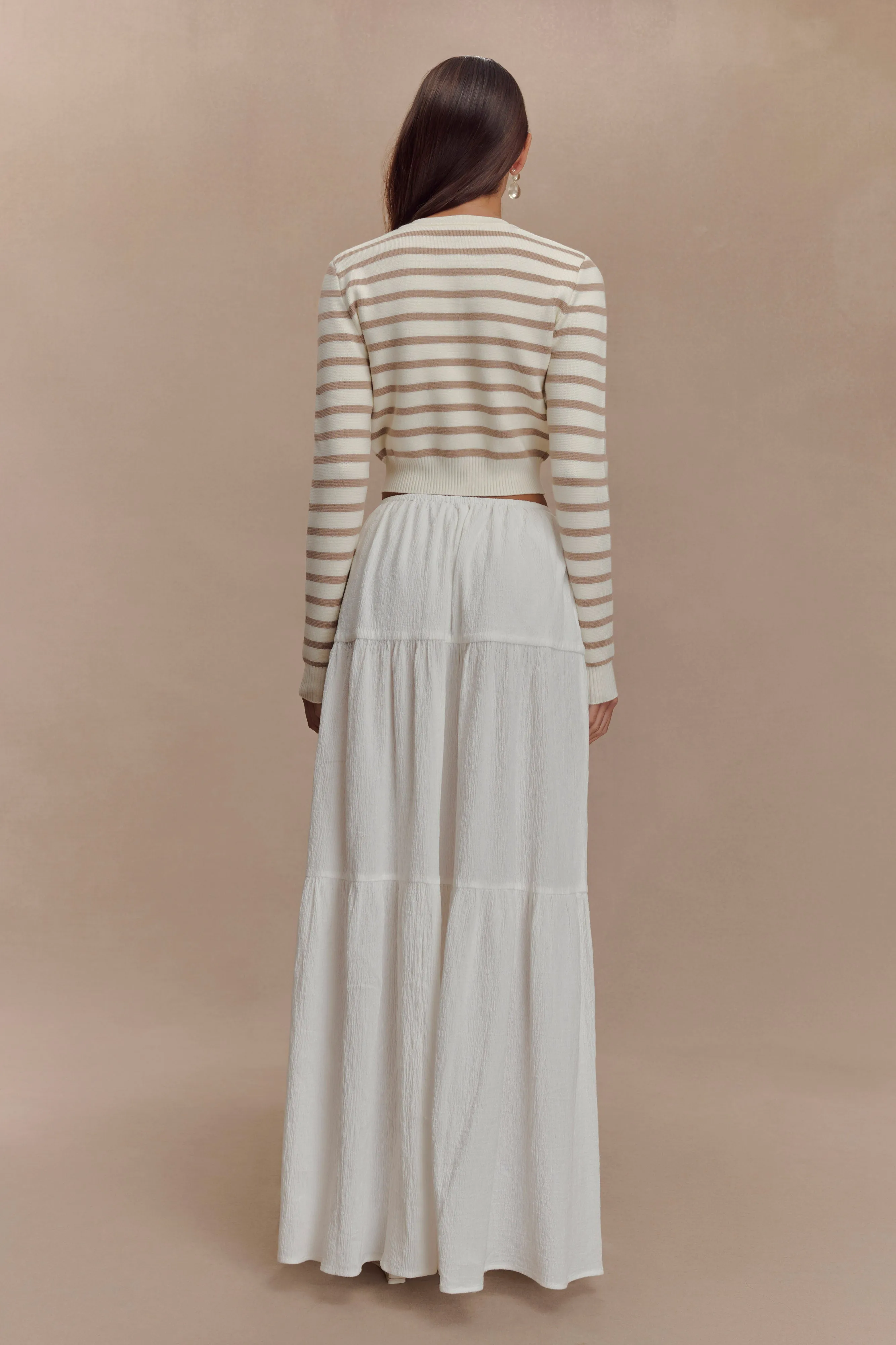Tanner Striped Knit Cardigan - Nude/White
