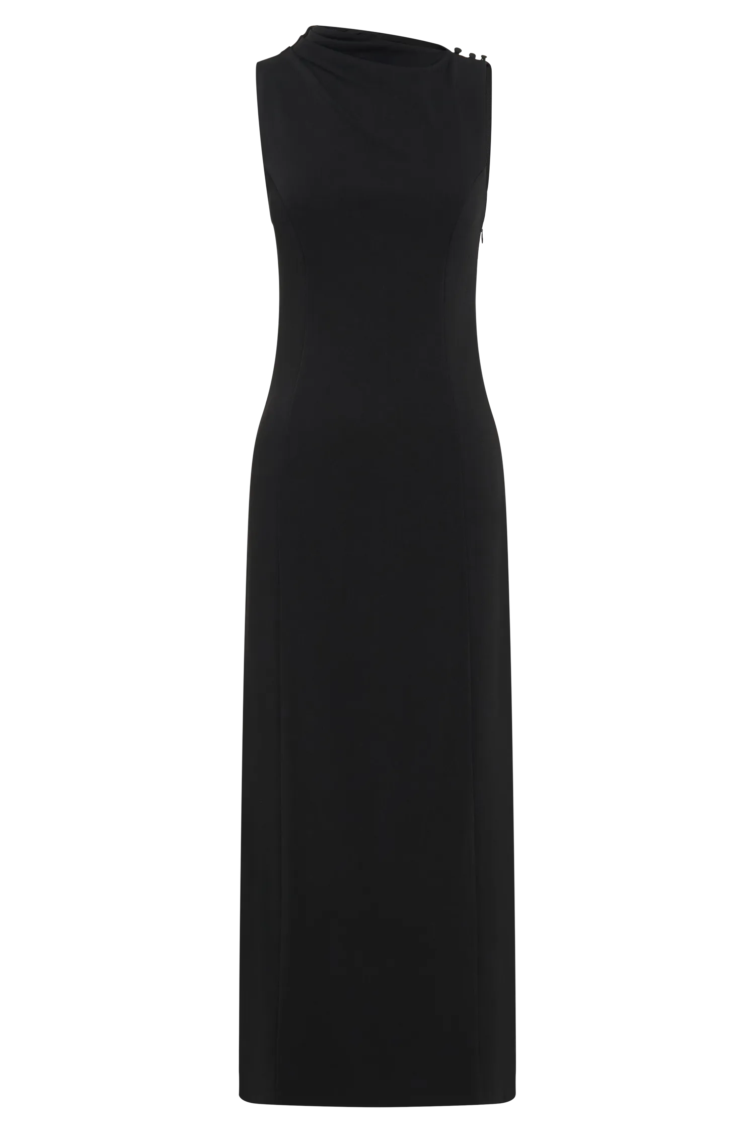 Taylor Draped Stretch Crepe Midi Dress - Black