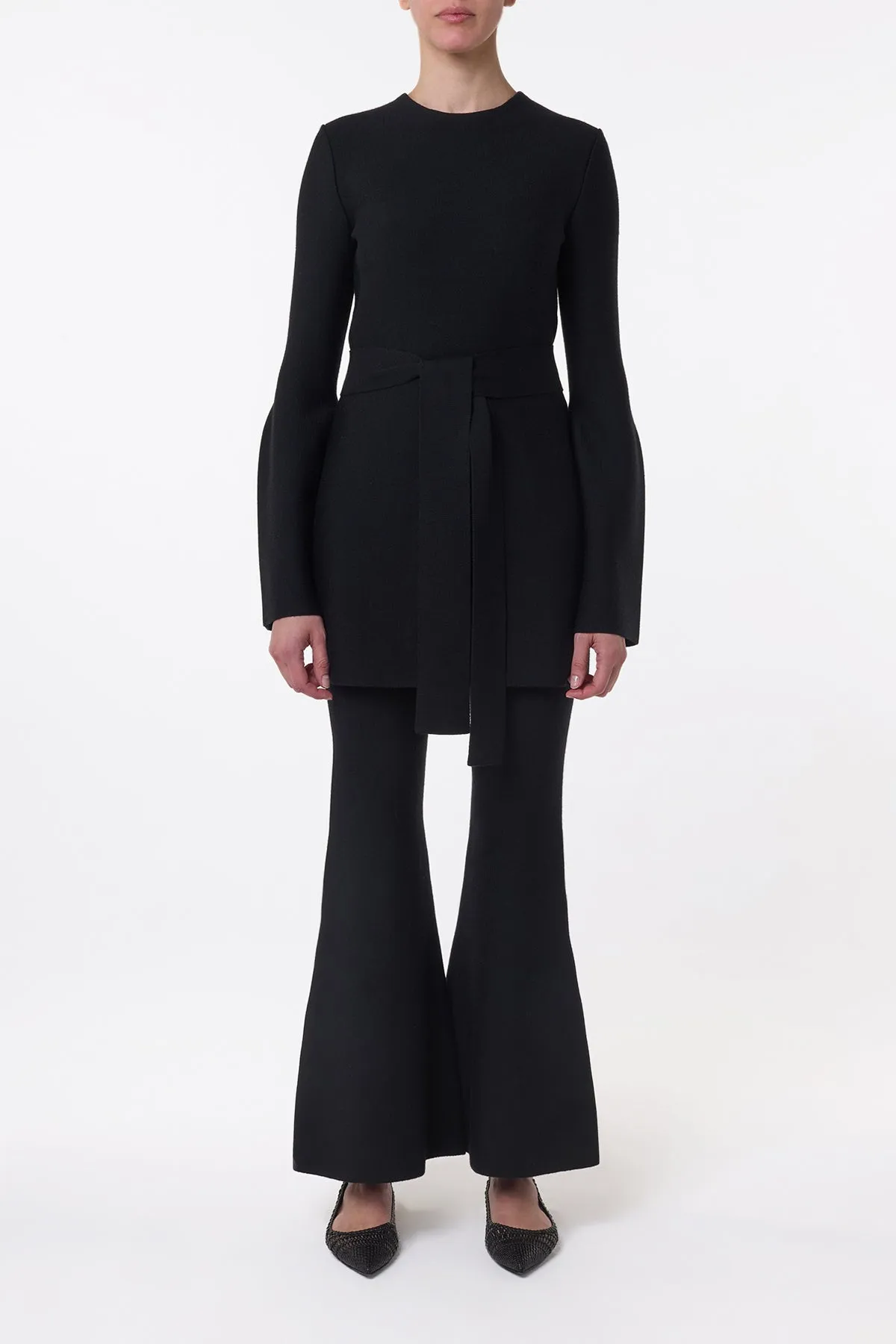 Tenas Knit Mini Dress in Black Merino Wool Cashmere