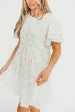 Tess Floral Mini Dress in Lemon