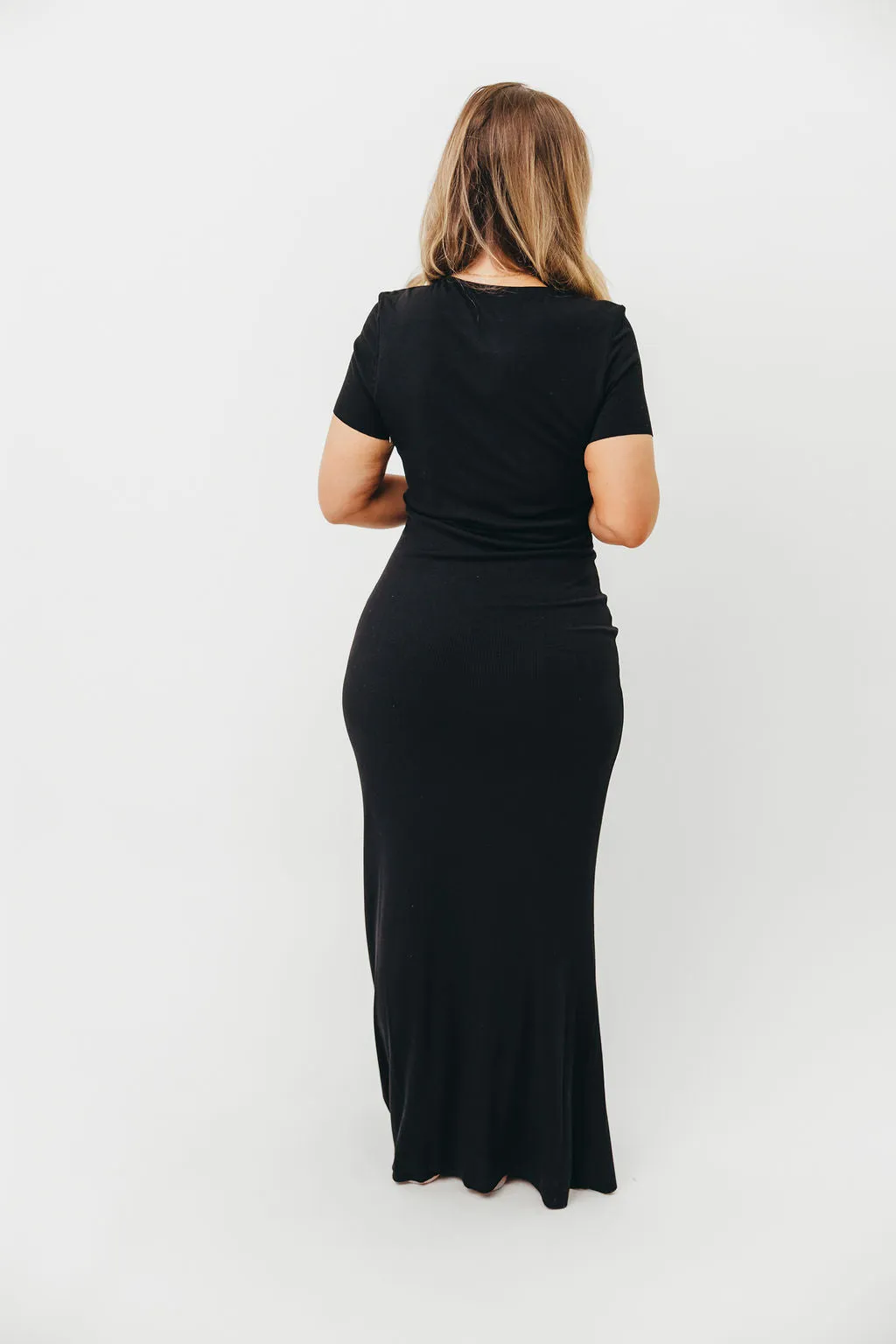The Charlie Ribbed Maxi Dress in Black - Bump Friendly & Inclusive Sizing (S-3XL)