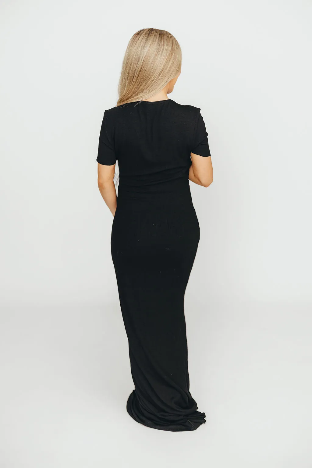 The Charlie Ribbed Maxi Dress in Black - Bump Friendly & Inclusive Sizing (S-3XL)