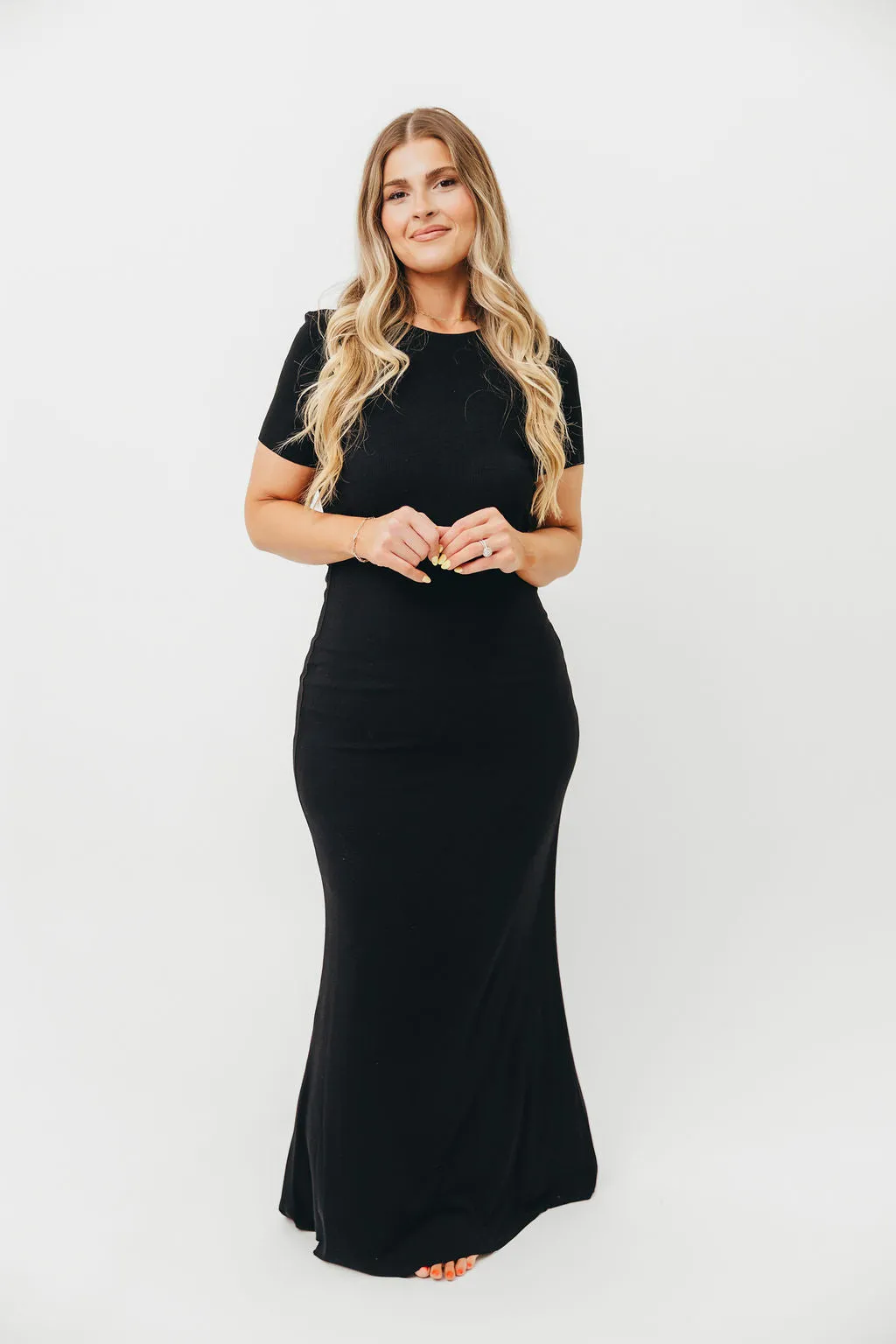 The Charlie Ribbed Maxi Dress in Black - Bump Friendly & Inclusive Sizing (S-3XL)