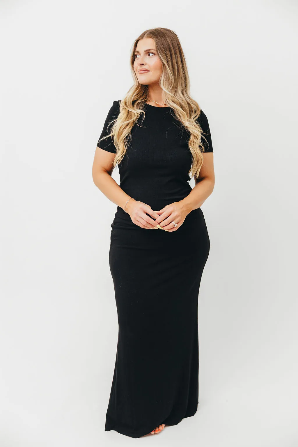 The Charlie Ribbed Maxi Dress in Black - Bump Friendly & Inclusive Sizing (S-3XL)