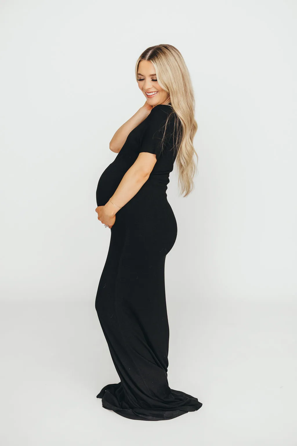 The Charlie Ribbed Maxi Dress in Black - Bump Friendly & Inclusive Sizing (S-3XL)