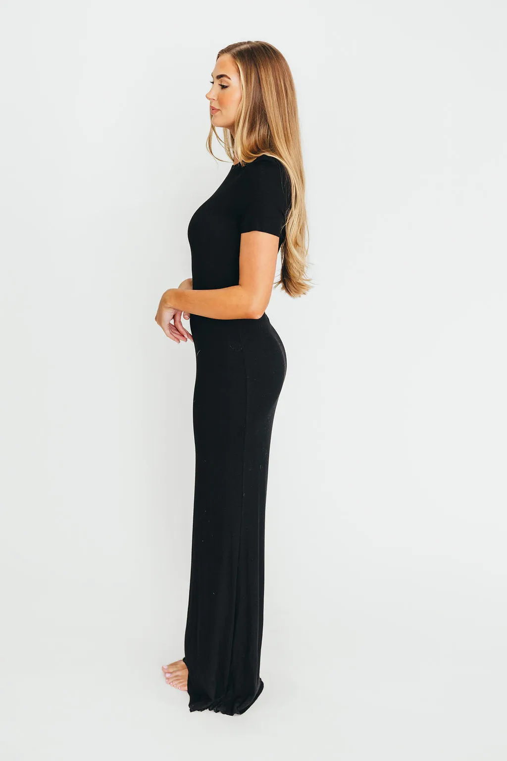 The Charlie Ribbed Maxi Dress in Black - Bump Friendly & Inclusive Sizing (S-3XL)