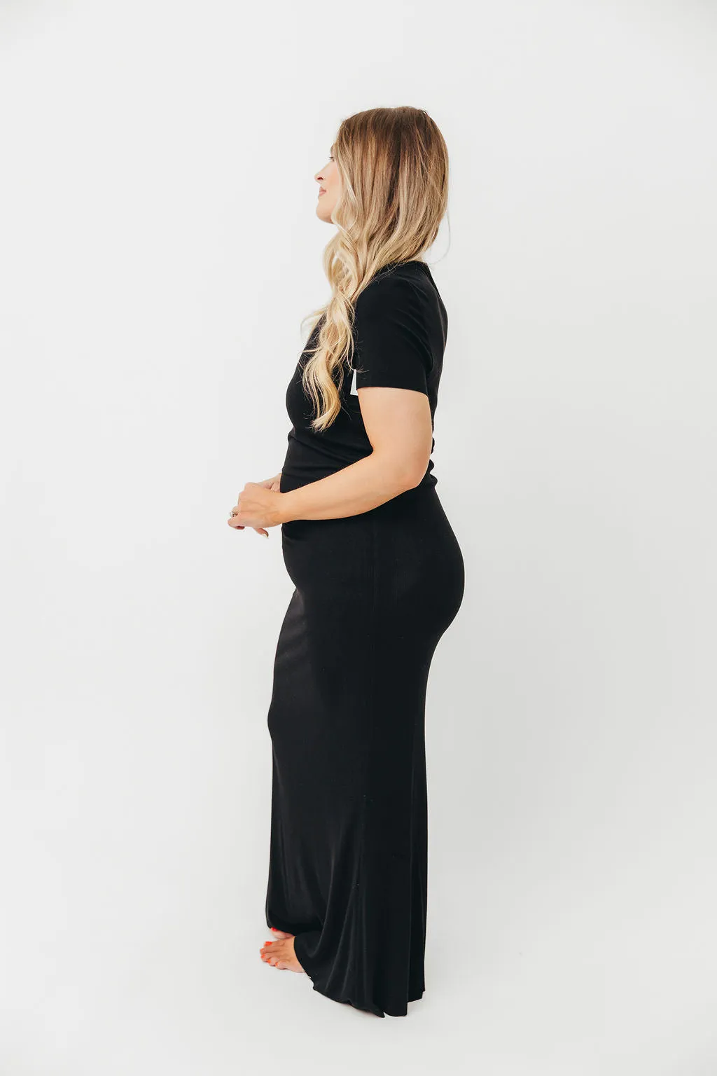 The Charlie Ribbed Maxi Dress in Black - Bump Friendly & Inclusive Sizing (S-3XL)