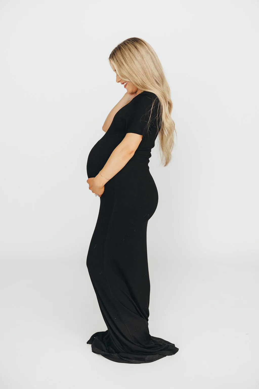 The Charlie Ribbed Maxi Dress in Black - Bump Friendly & Inclusive Sizing (S-3XL)