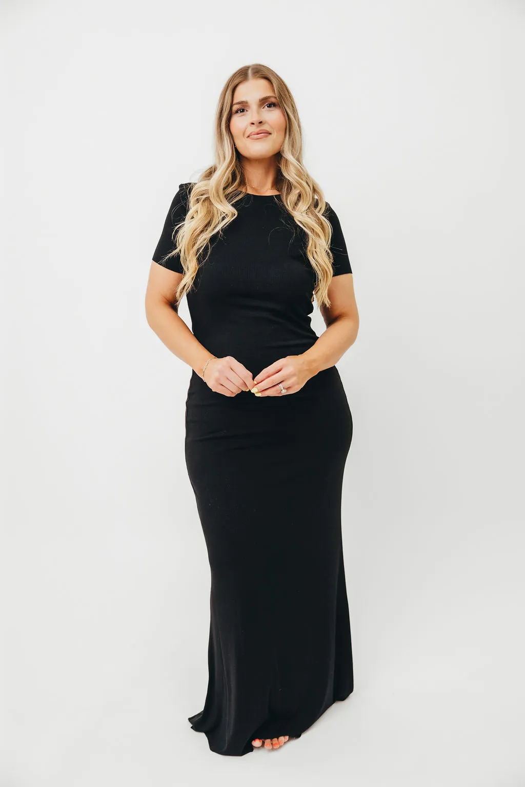 The Charlie Ribbed Maxi Dress in Black - Bump Friendly & Inclusive Sizing (S-3XL)