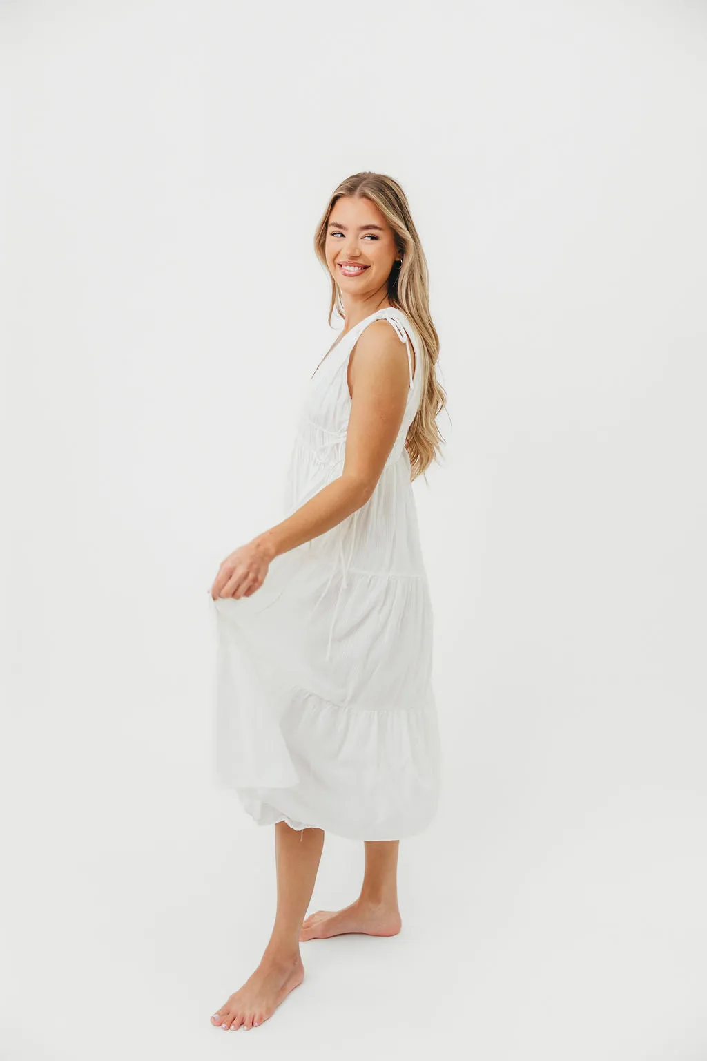 The Ellice Dress in White - 100% Cotton